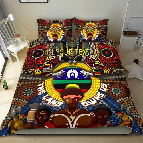 custom-text-the-land-owns-us-bedding-set
