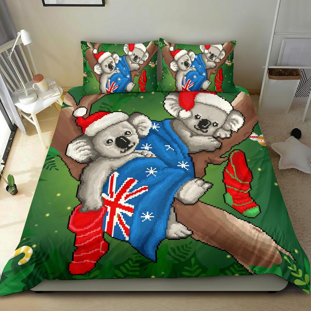 christmas-bedding-set-australia-flag-with-koala-ugly-christmas