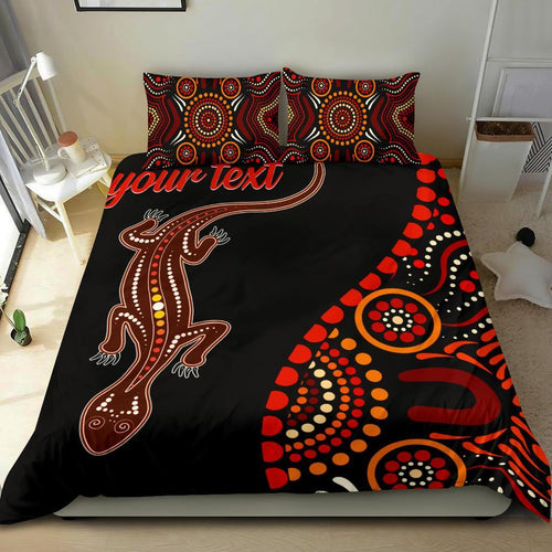 aboriginal-personalised-bedding-set-aboriginal-lizard-with-dot-painting-patterns