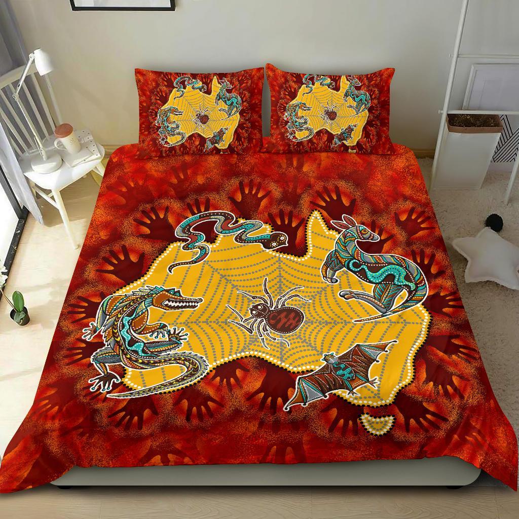 aboriginal-bedding-set-australia-map-hand-patterns-spider-web