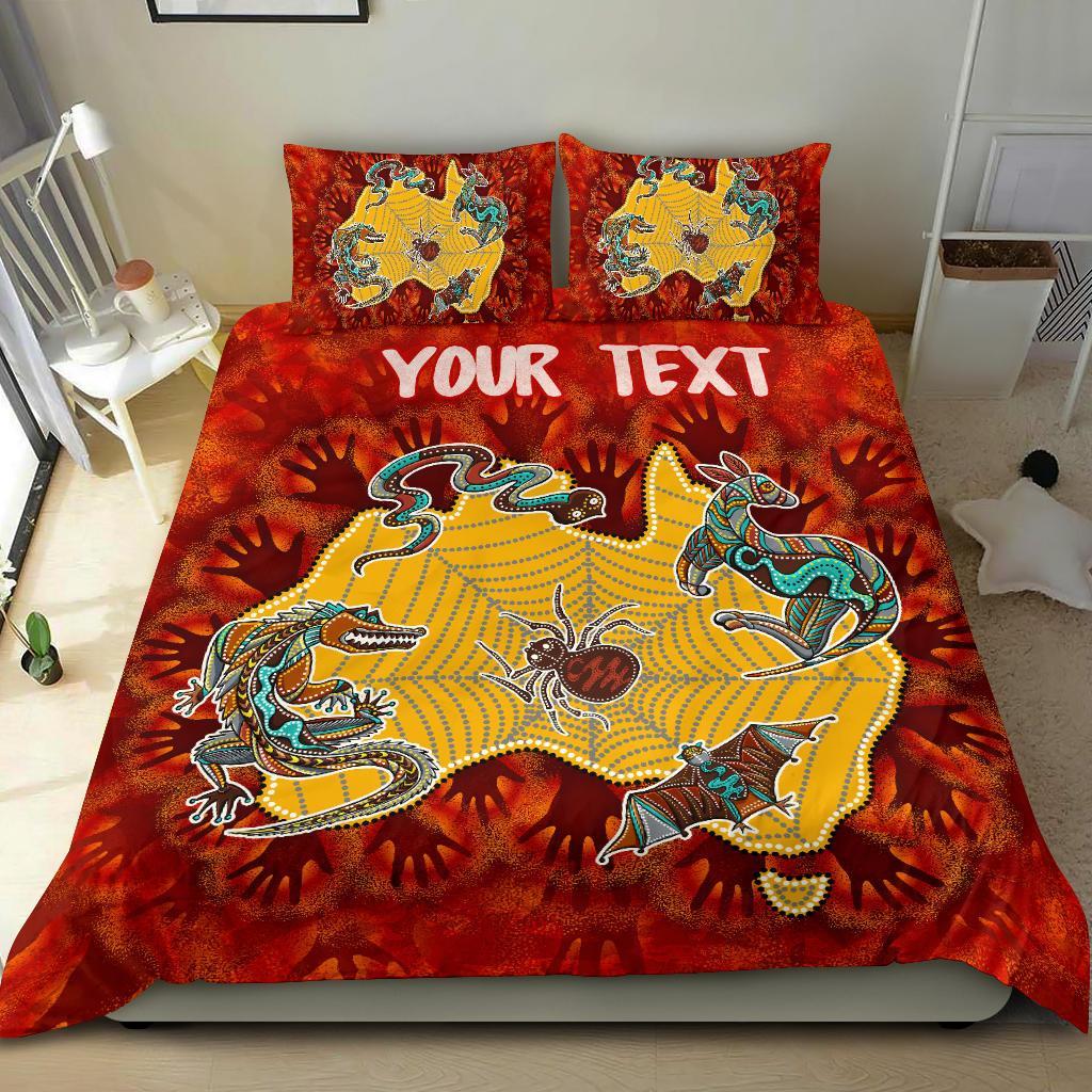 custom-aboriginal-bedding-set-australia-map-hand-patterns-spider-web
