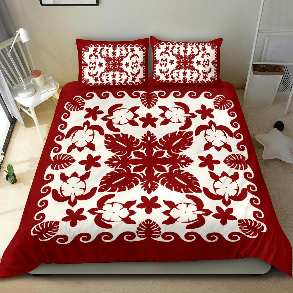 turtle-with-hibiscus-royal-red-bedding-set