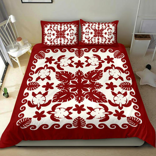 turtle-with-hibiscus-royal-red-bedding-set