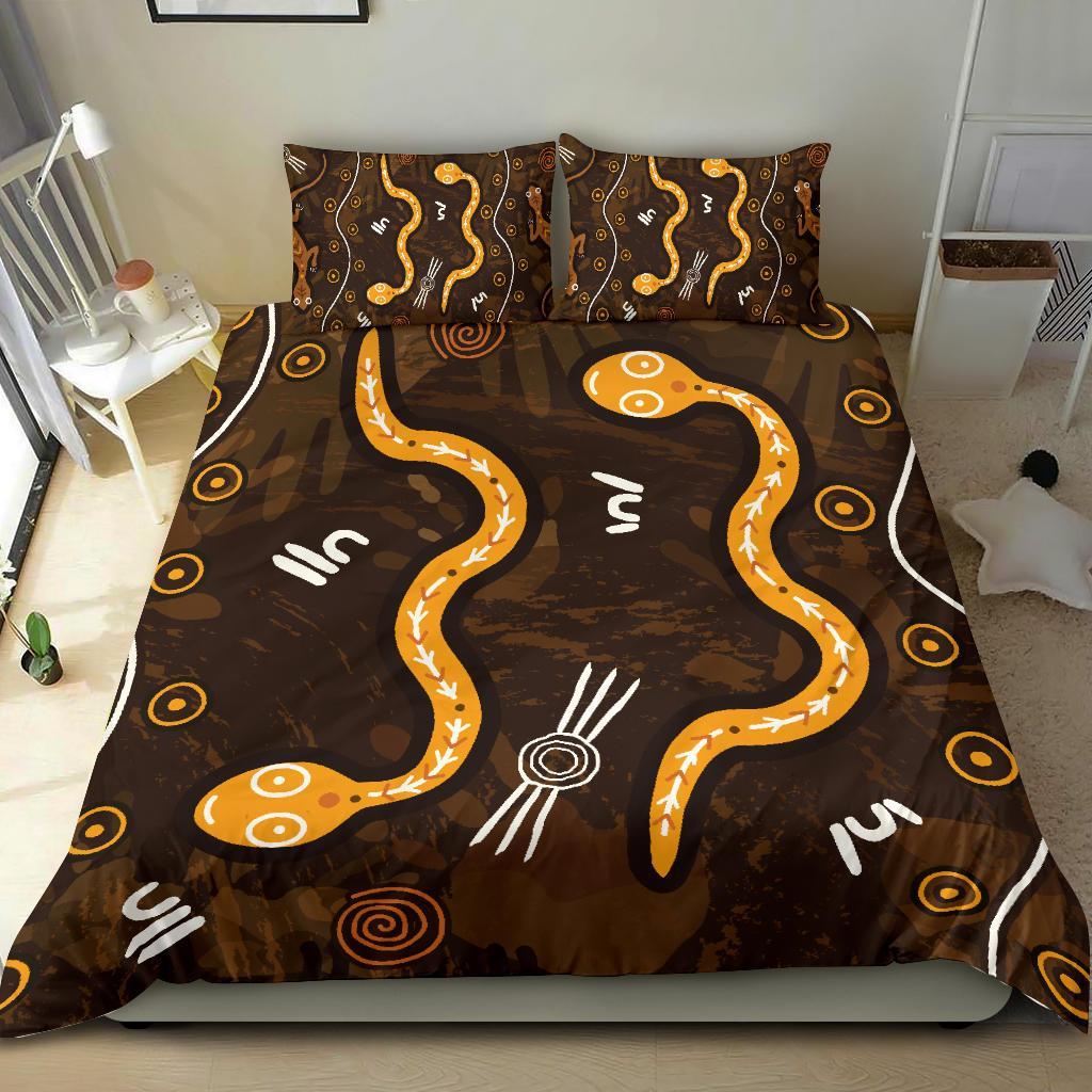 aboriginal-bedding-set-indigenous-snake-hand-brown-color