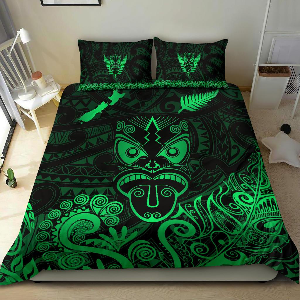 maori-aotearoa-rugby-haka-bedding-set-new-zealand-silver-fern-green