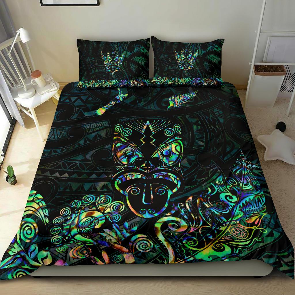 maori-aotearoa-rugby-haka-bedding-set-new-zealand-silver-fern-paua-shell