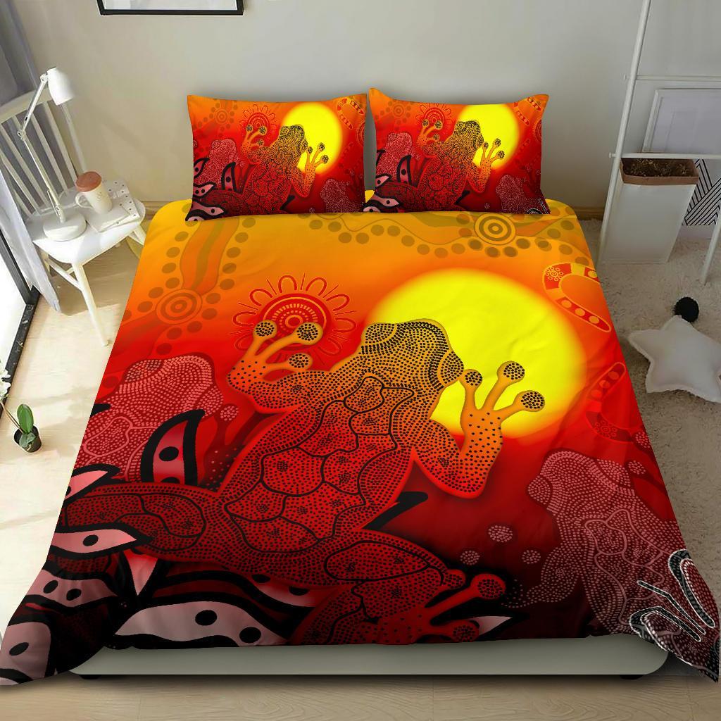 aboriginal-bedding-set-indigenous-frog-red