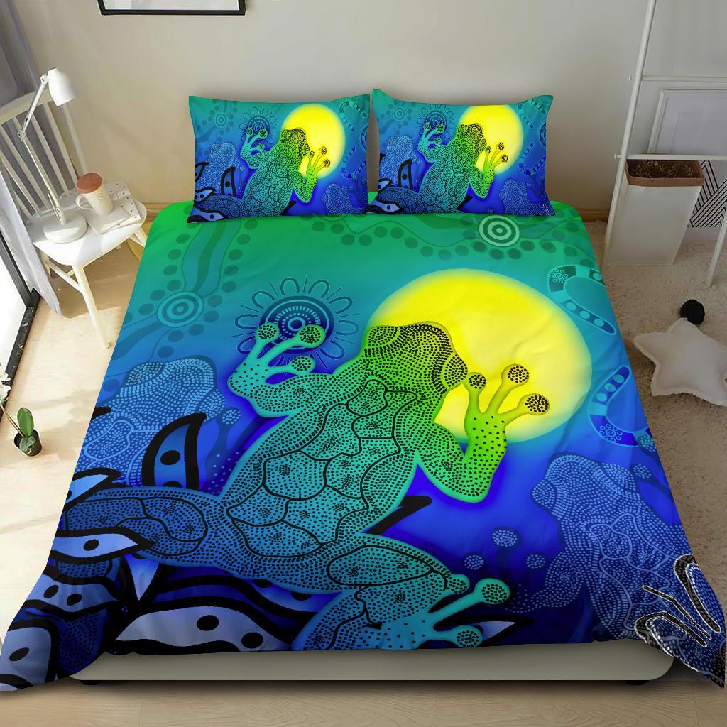 aboriginal-bedding-set-indigenous-frog-blue
