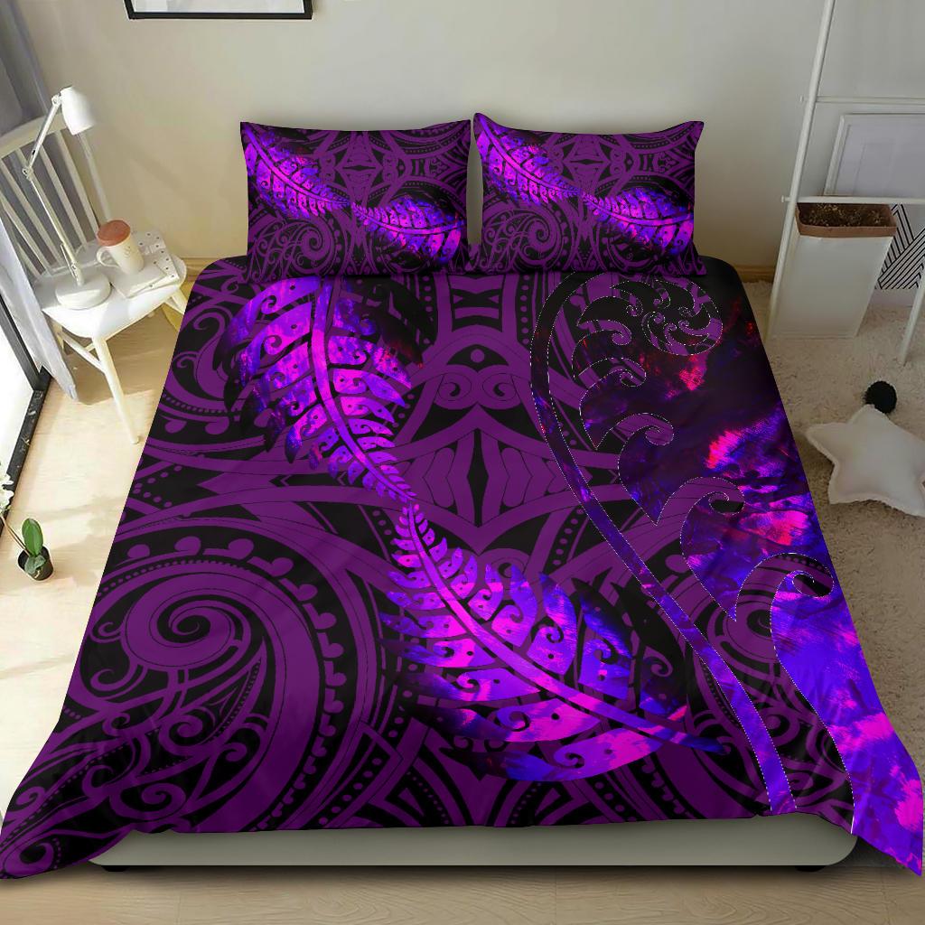 aotearoa-maori-bedding-set-silver-fern-koru-vibes-purple