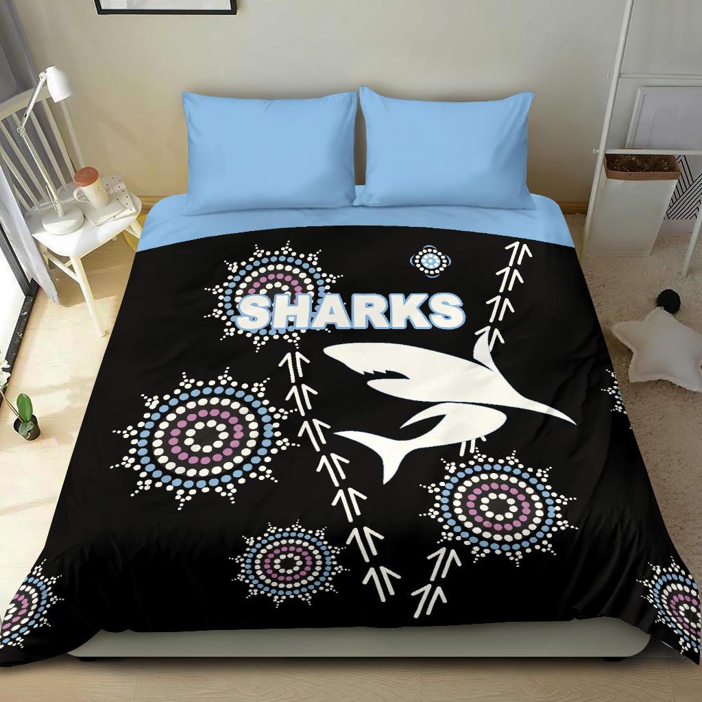 cronulla-bedding-set-sharks-simple-indigenous-black