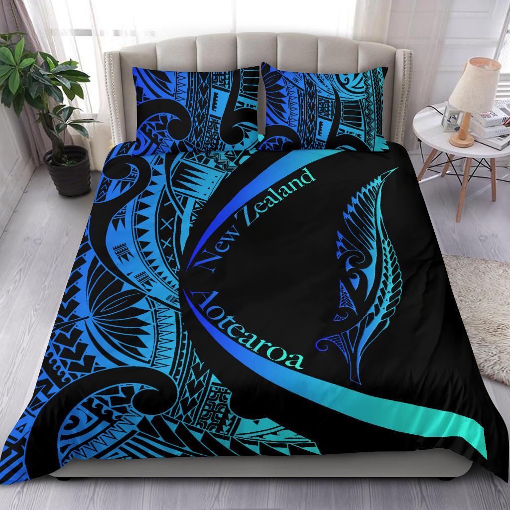 new-zealand-silver-fern-bedding-set-maori-tattoo-circle-style-blue