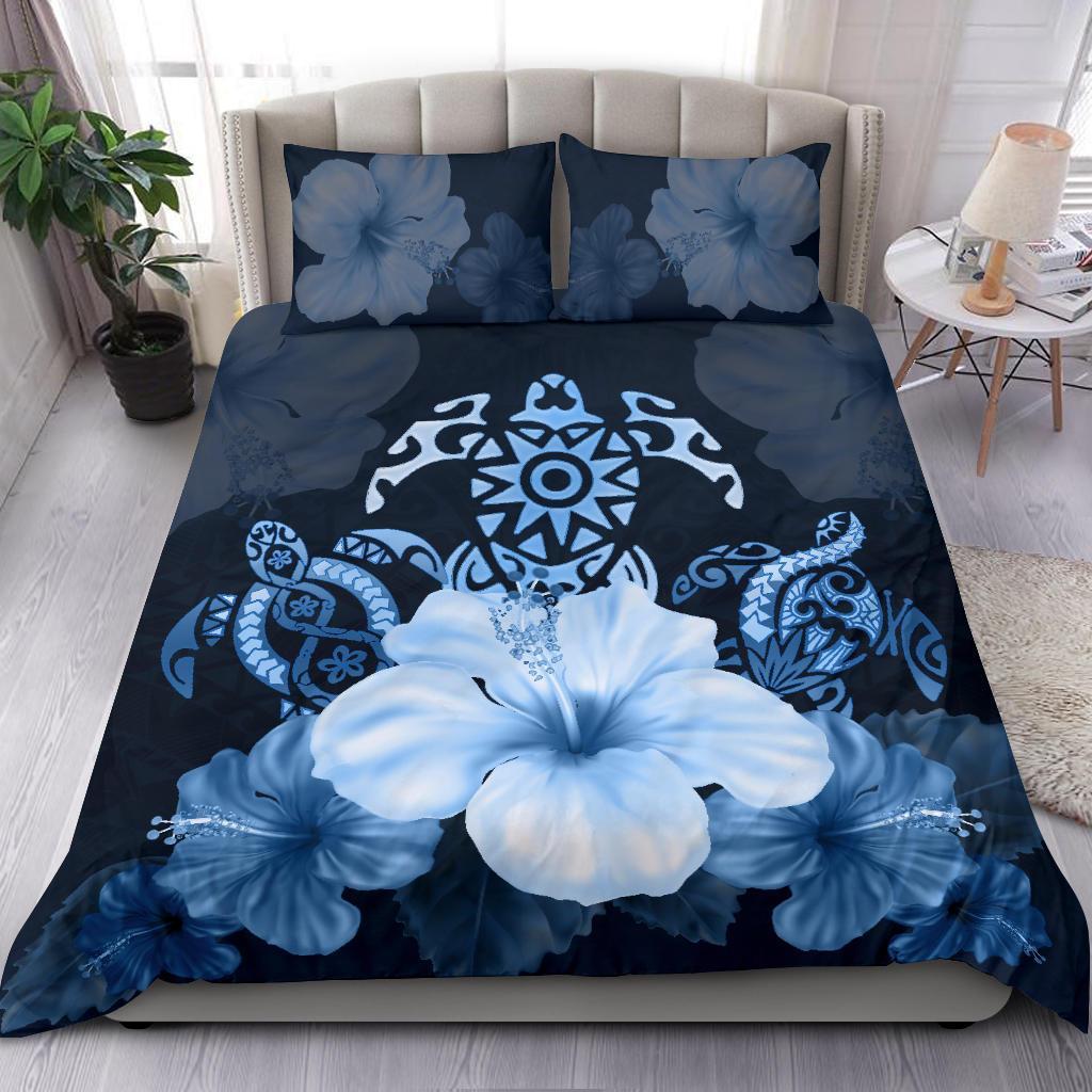 turtle-and-hibiscus-bedding-set-blue-turtle-tribal