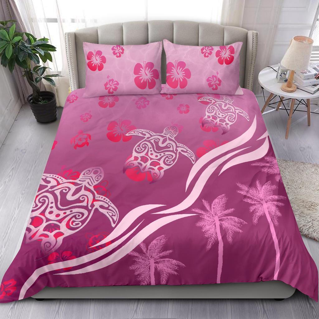 pink-turtle-hibiscus-bedding-set