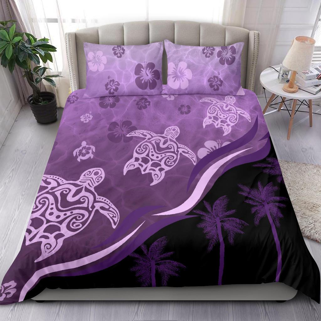 purple-turtle-hibiscus-bedding-set