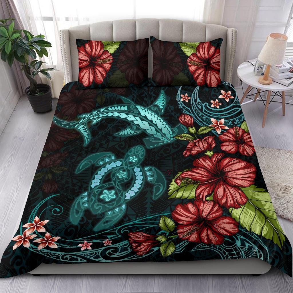 shark-and-turtle-bedding-set-hibiscus-turquoise