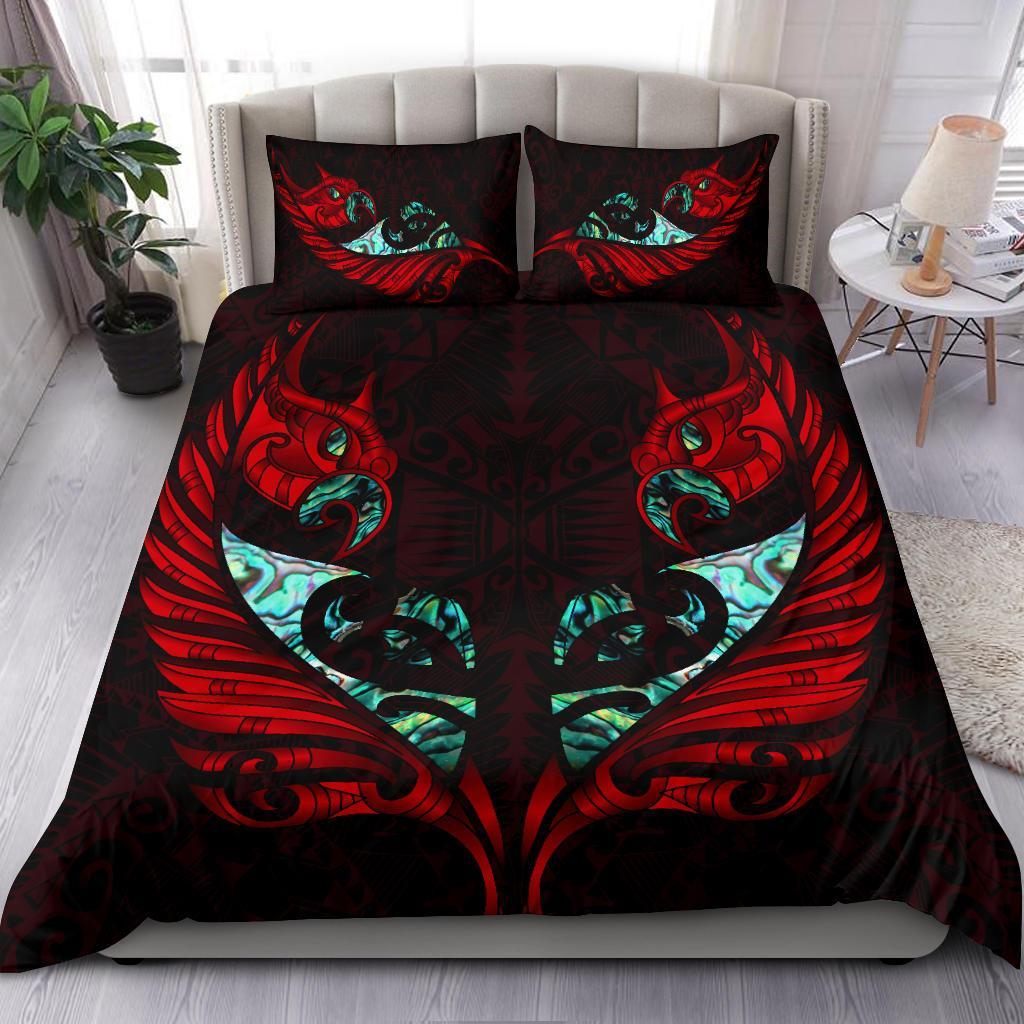 new-zealand-bedding-set-manaia-paua-fern-wing-red