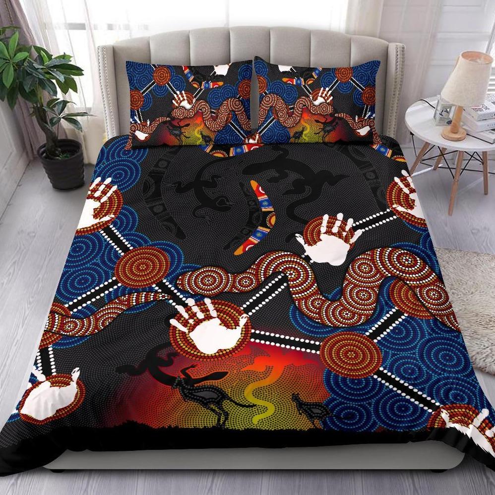 aboriginal-bedding-set-australian-boomerang-and-snake-indigenous-art