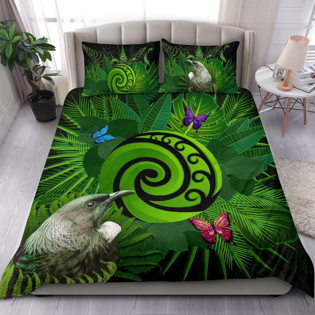 new-zealand-bedding-set-koru-fern-mix-tui-bird-tropical-floral
