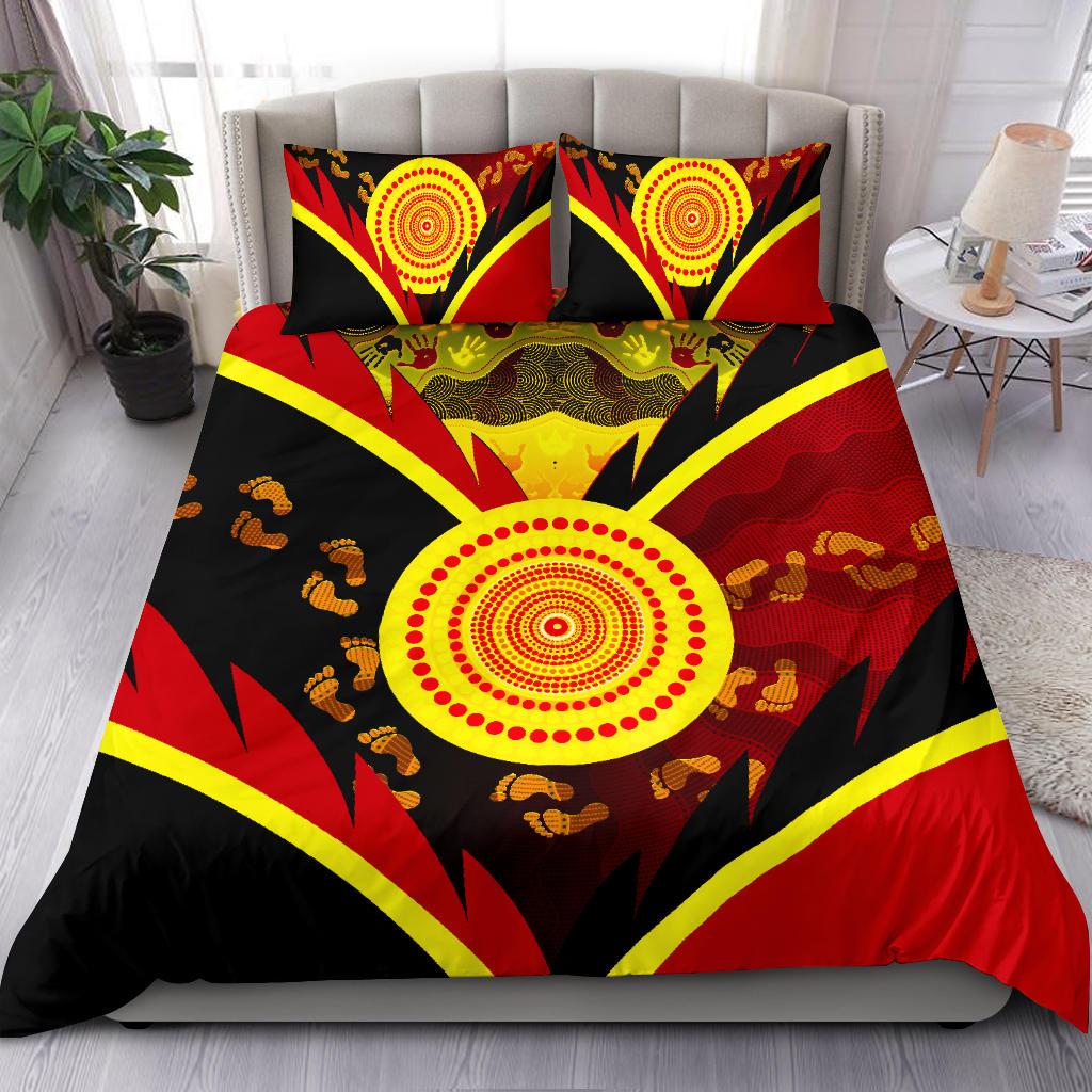 aboriginal-bedding-set-indigenous-flag-with-footprint-hand-art
