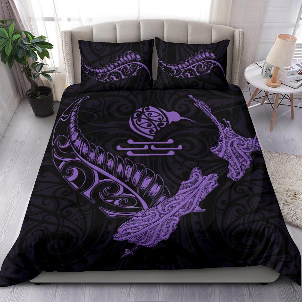 new-zealand-heart-bedding-set-map-kiwi-mix-silver-fern-pastel-purple