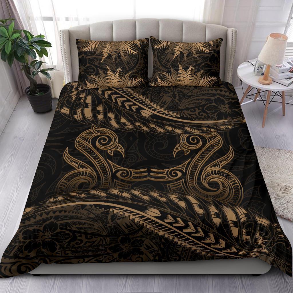 new-zealand-bedding-set-gold-manaia-maori-silver-fern-duvet-cover