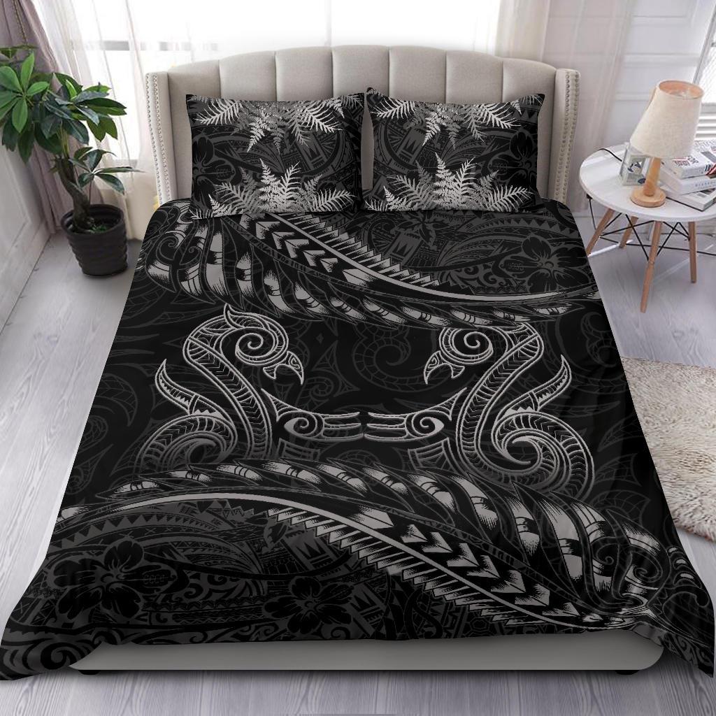 new-zealand-bedding-set-gray-manaia-maori-silver-fern-duvet-cover