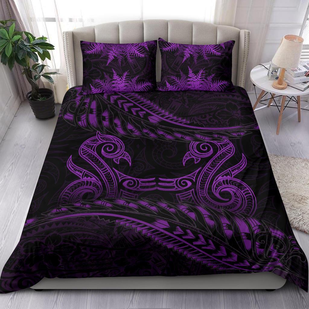 new-zealand-bedding-set-purple-manaia-maori-silver-fern-duvet-cover
