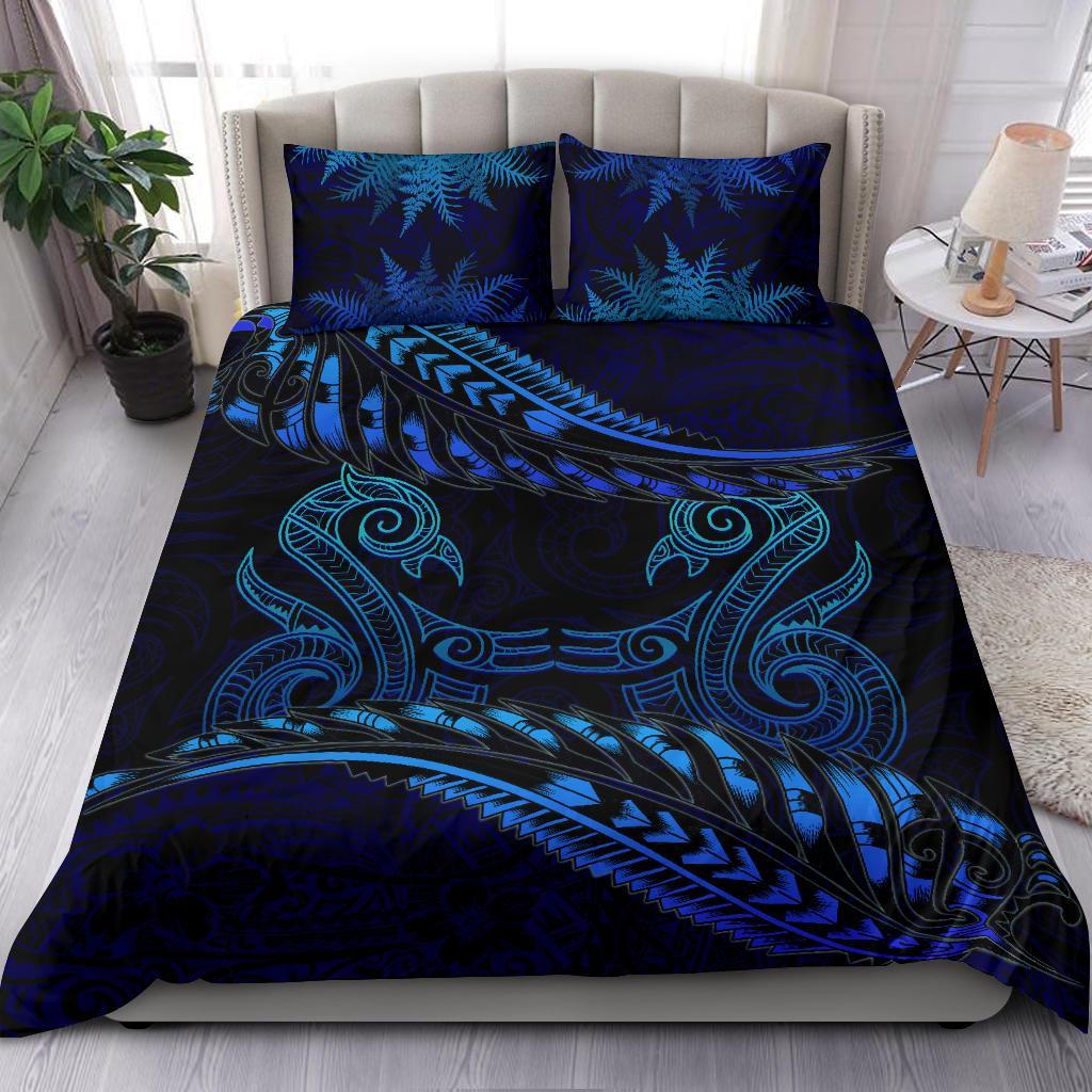 aotearoa-bedding-set-blue-maori-manaia-with-silver-fern