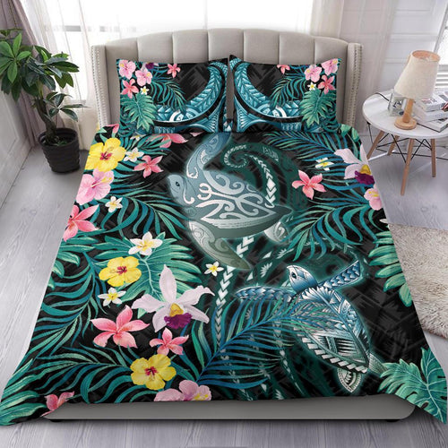 turtles-love-bedding-set-hibiscus-with-palm-leaves