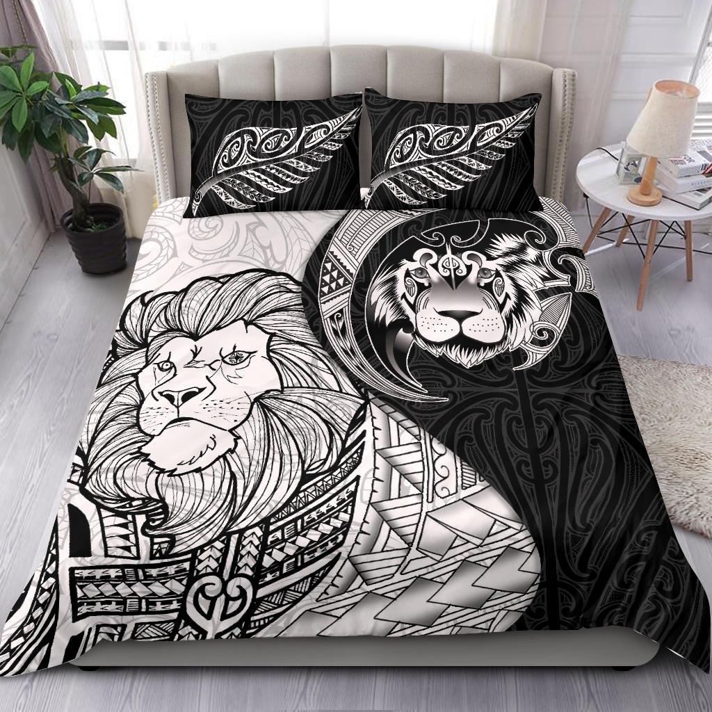 lion-maori-tattoo-silver-fern-bedding-set