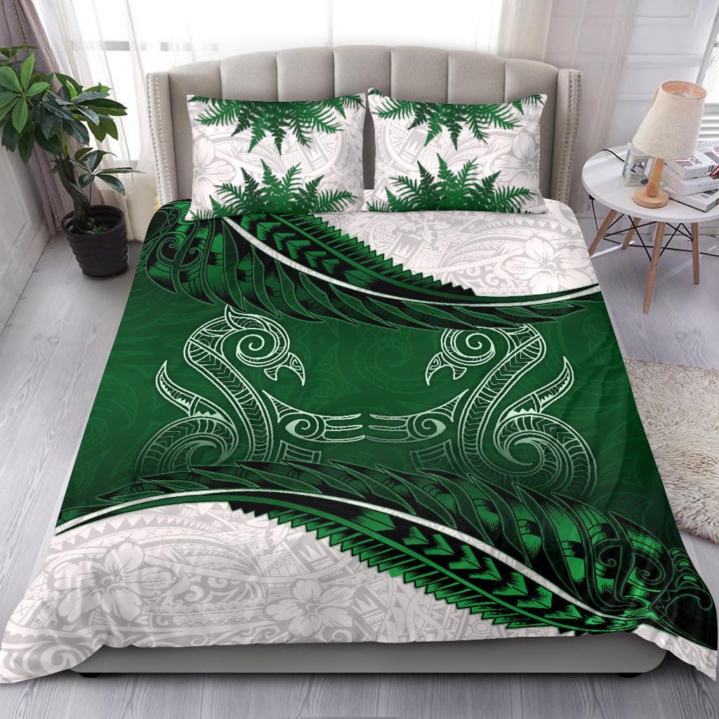 new-zealand-bedding-set-green-manaia-maori-silver-fern-duvet-cover-and-pillow-case