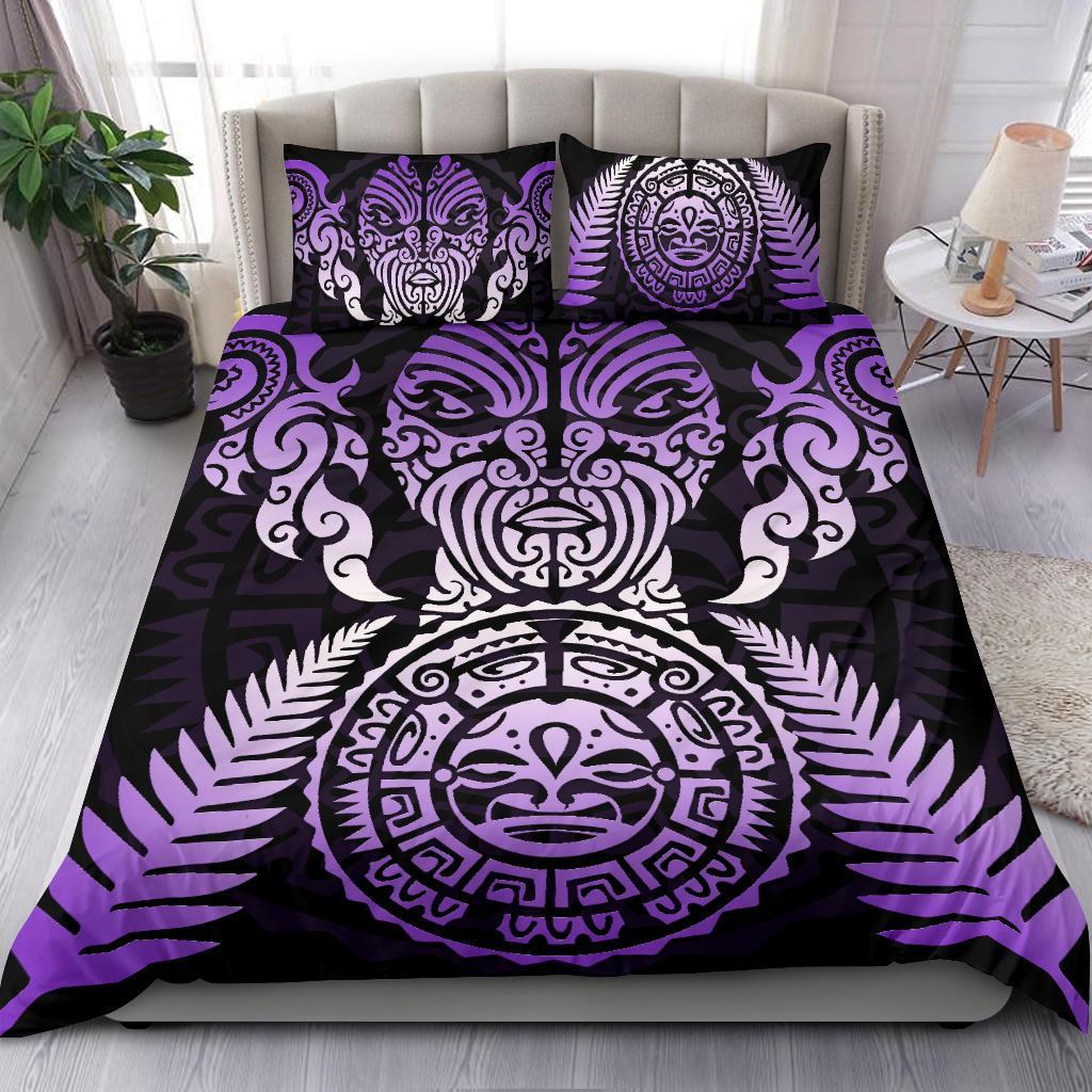 maori-face-fern-new-zealand-bedding-set-purple