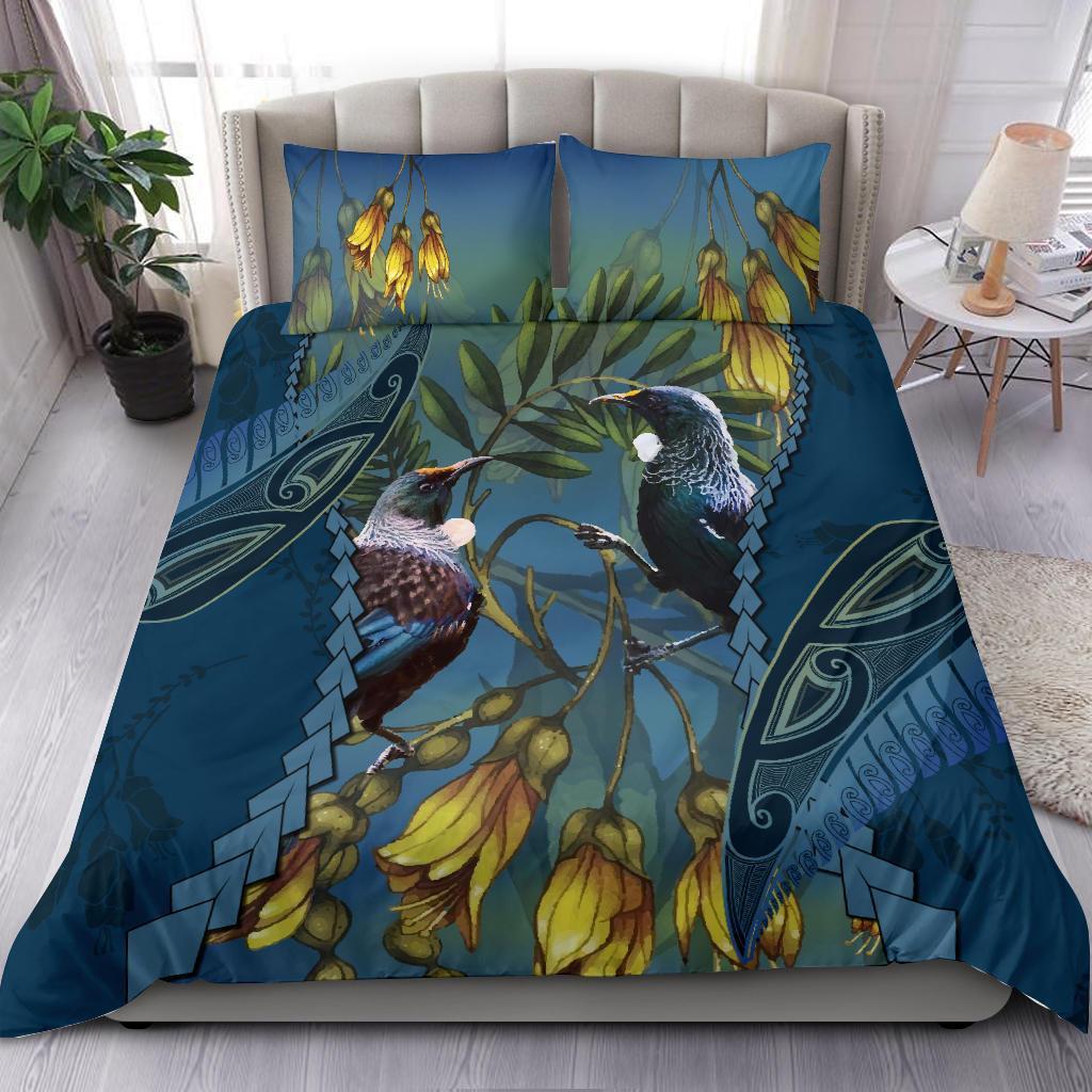 tui-bird-mix-kowhai-and-silver-fern-bedding-set-blue