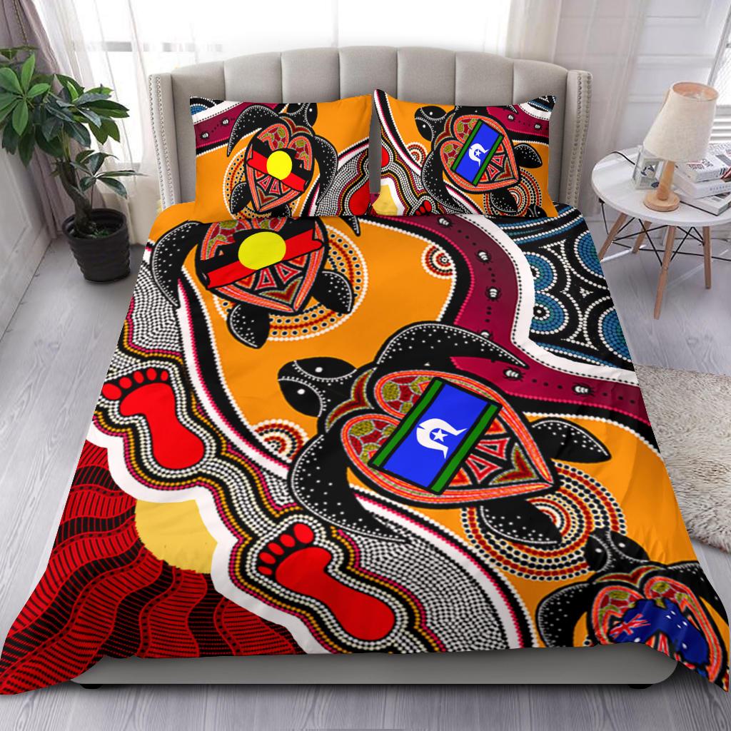 1saustralia-bedding-set-australia-aboriginal-dots-with-turtle-and-naidoc-flags