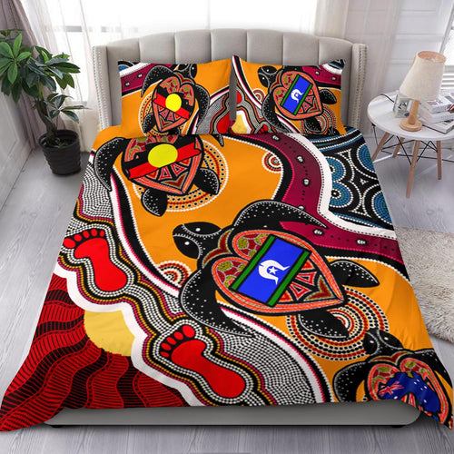 1saustralia-bedding-set-australia-aboriginal-dots-with-turtle-and-naidoc-flags