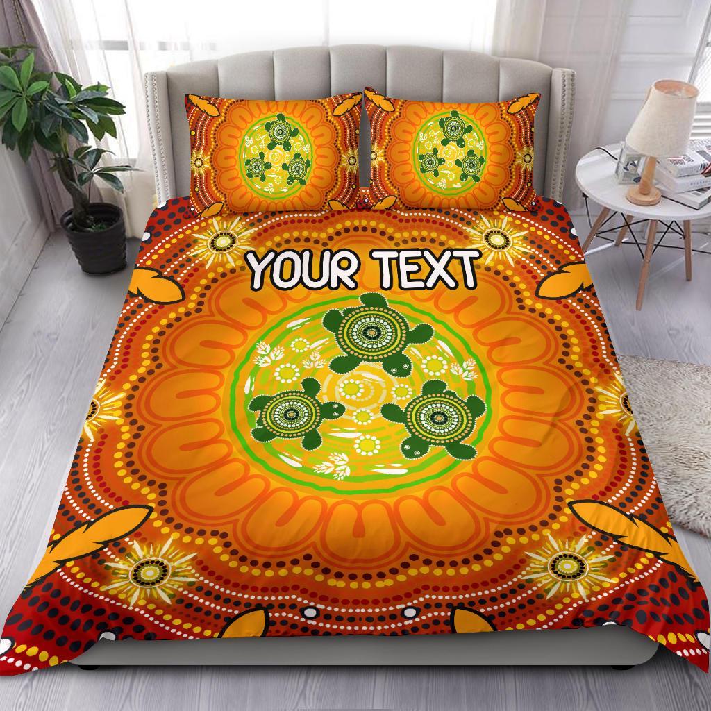 custom-text-aboriginal-bedding-set-turtle-circle-dot-painting-art