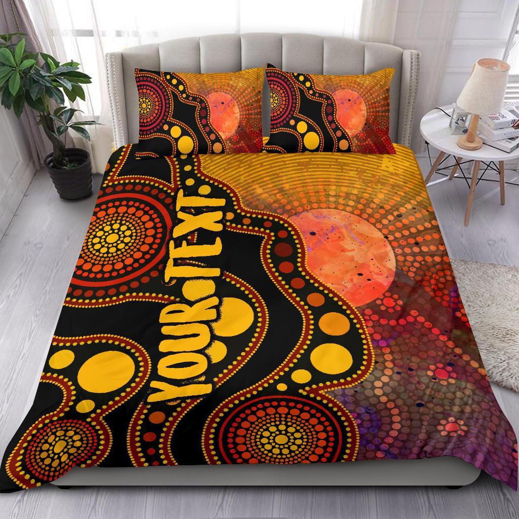 custom-text-aboriginal-bedding-set-australia-indigenous-flag-circle-dot-painting-art-golden