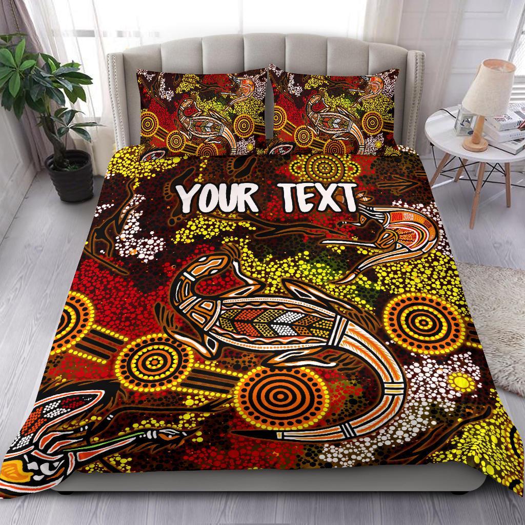 custom-aboriginal-bedding-set-kangaroo-and-lizard-dot-painting-art