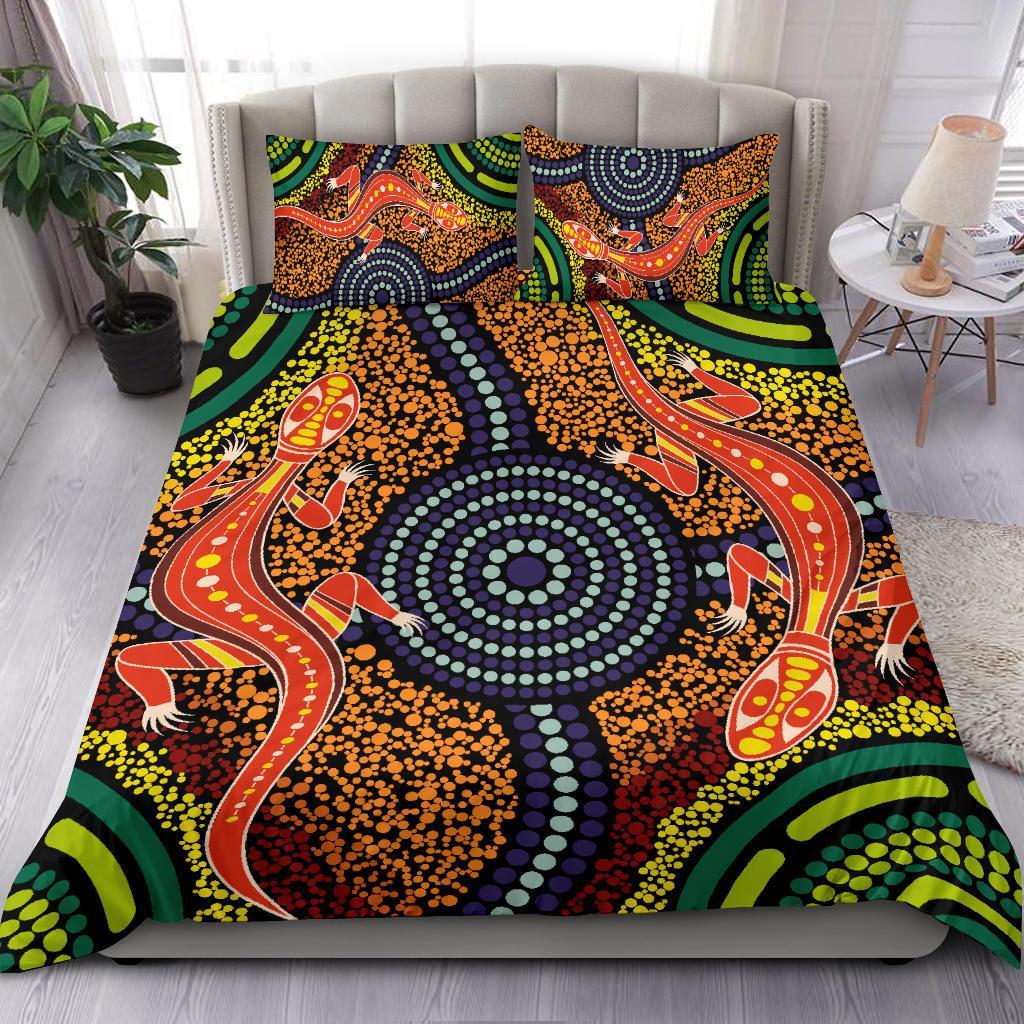 1st-australia-bedding-set-aboriginal-two-lizards-dot-painting-circle