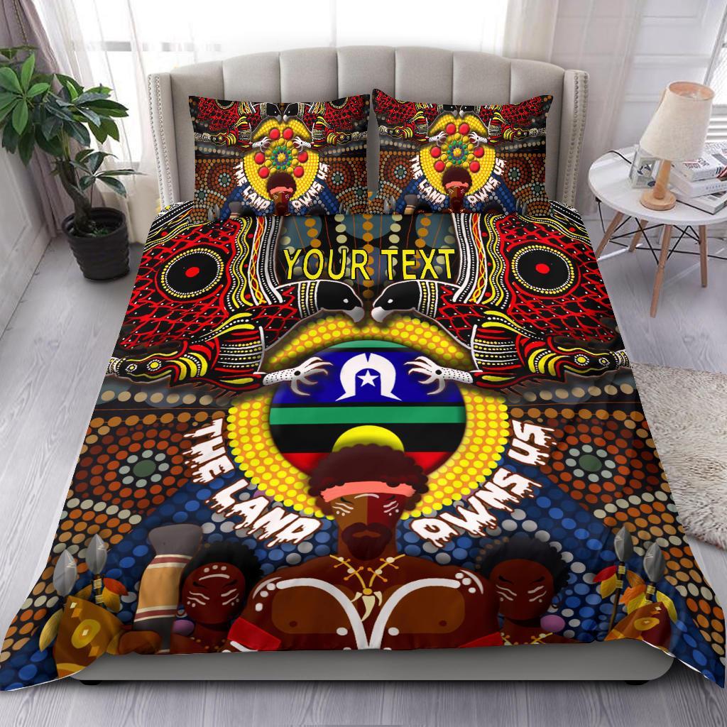 custom-text-the-land-owns-us-bedding-set
