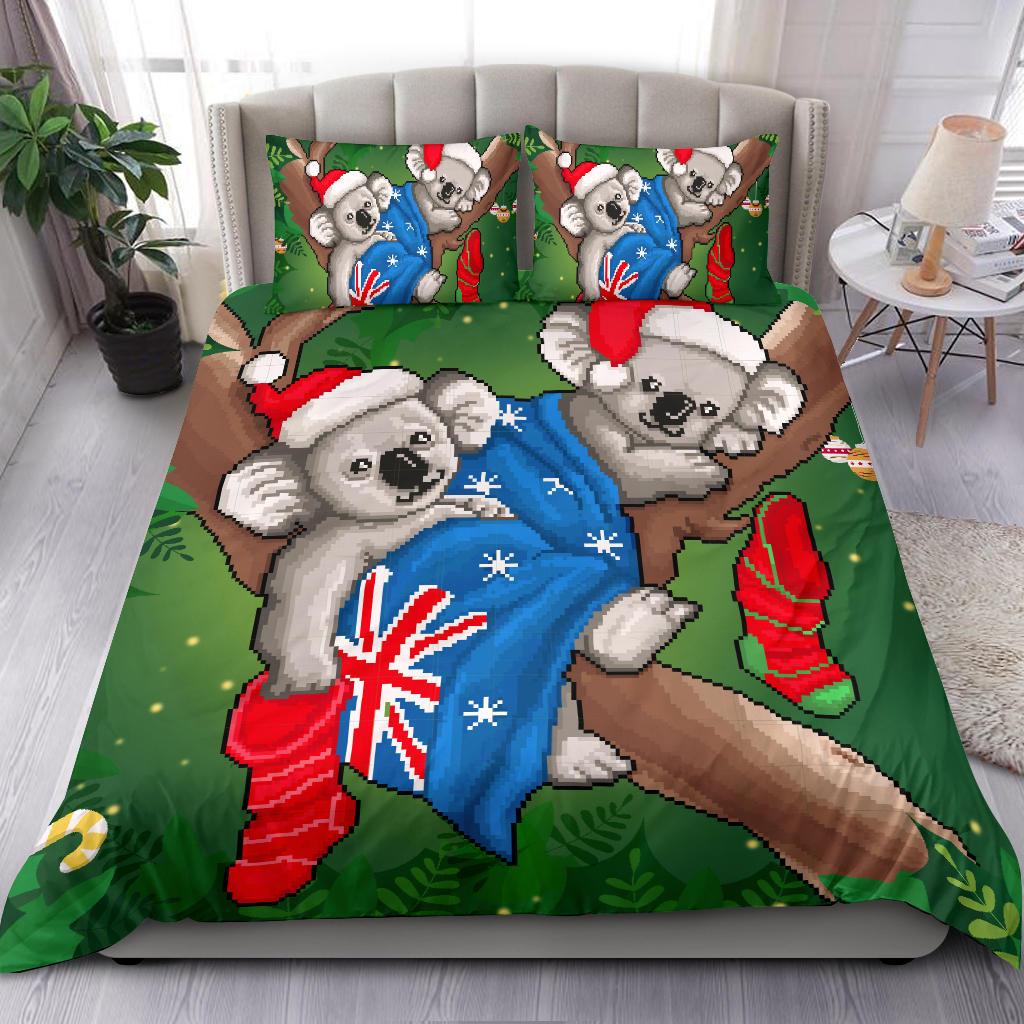 christmas-bedding-set-australia-flag-with-koala-ugly-christmas