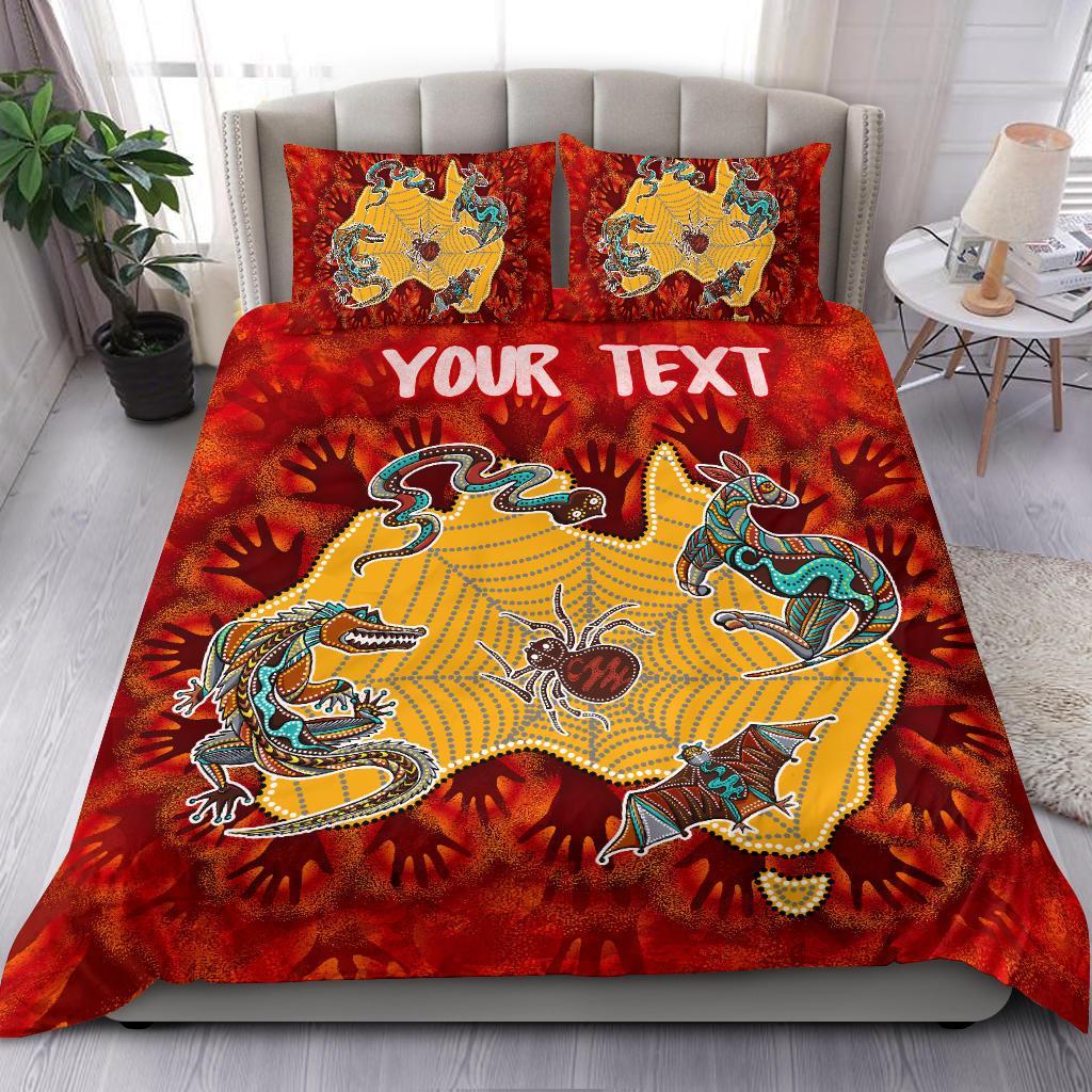 custom-aboriginal-bedding-set-australia-map-hand-patterns-spider-web