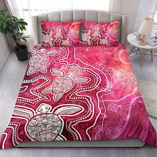 aboriginal-bedding-set-sea-turtle-with-indigenous-patterns-pink
