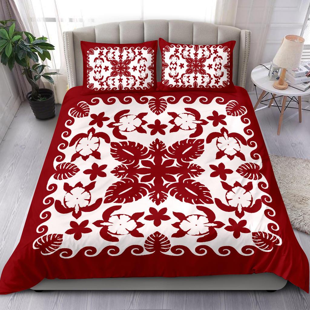 turtle-with-hibiscus-royal-red-bedding-set