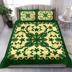 turtle-with-hibiscus-royal-green-bedding-set-palm-leaf