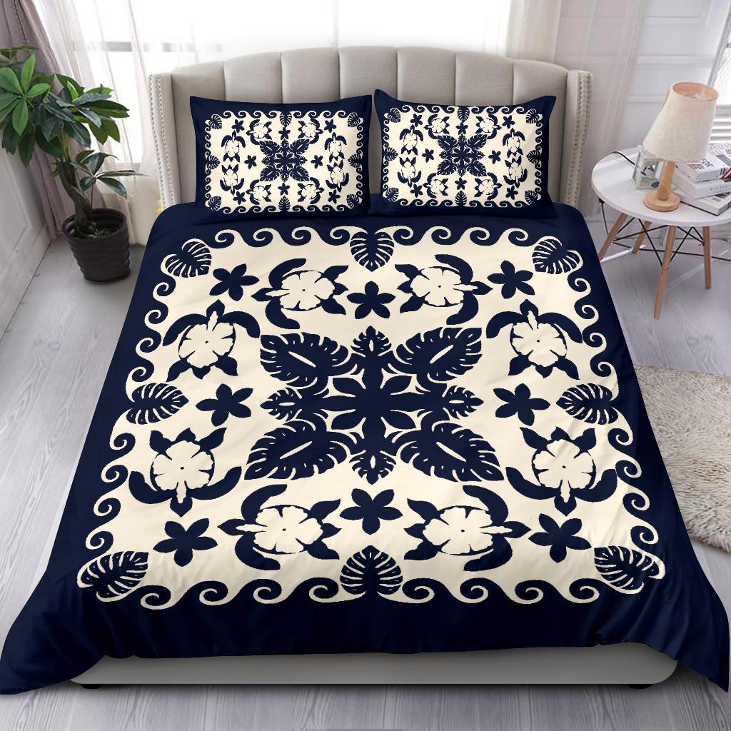 turtle-with-hibiscus-royal-navy-bedding-set-palm-leaf
