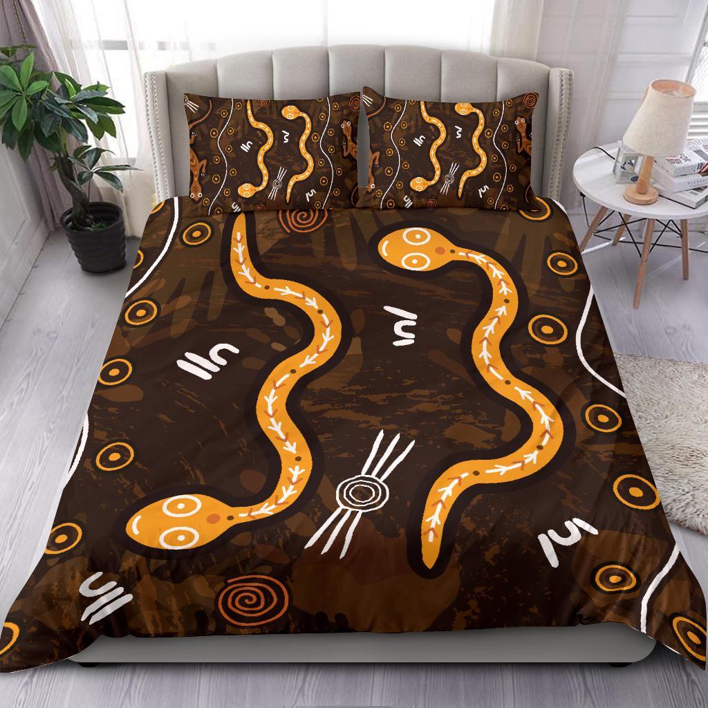 aboriginal-bedding-set-indigenous-snake-hand-brown-color