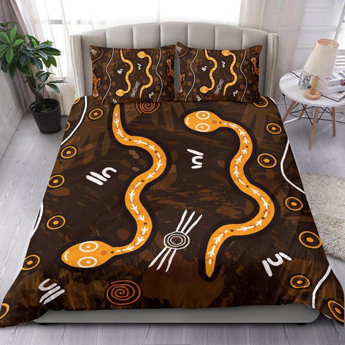 aboriginal-bedding-set-indigenous-snake-hand-brown-color