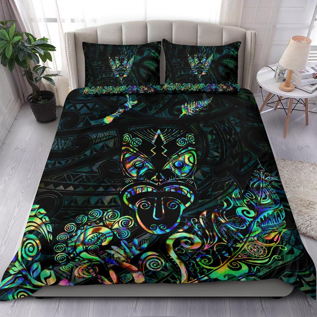 maori-aotearoa-rugby-haka-bedding-set-new-zealand-silver-fern-paua-shell