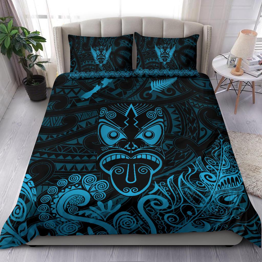 maori-aotearoa-rugby-haka-bedding-set-new-zealand-silver-fern-turquoise